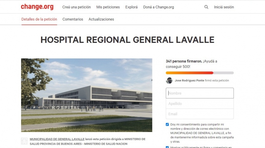 General Lavalle: el municipio lanzó una convocatoria de firmas para que se construya un Hospital Zonal