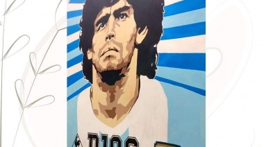 Tordillo: realizaron un mural homenaje a Maradona en el Polideportivo Municipal