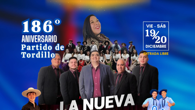 Tordillo: todo listo para los festejos del 186° aniversario y contará con la actuación de La Nueva Luna
