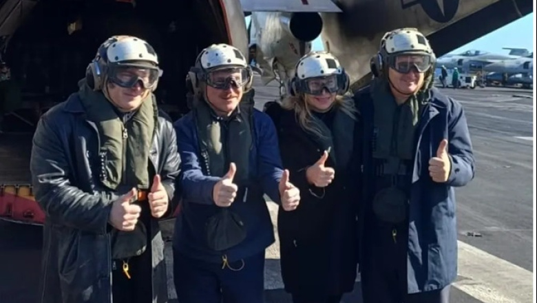 Milei voló a un portaaviones nuclear de EEUU y se entrevistó con un alto mando militar