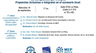 ATSA La Plata realizará conversatorio para políticas sobre discapacidad