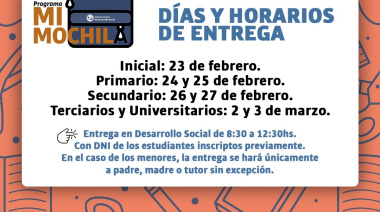 Pila: el 23 de febrero comienza la entrega del Programa Mi Mochila